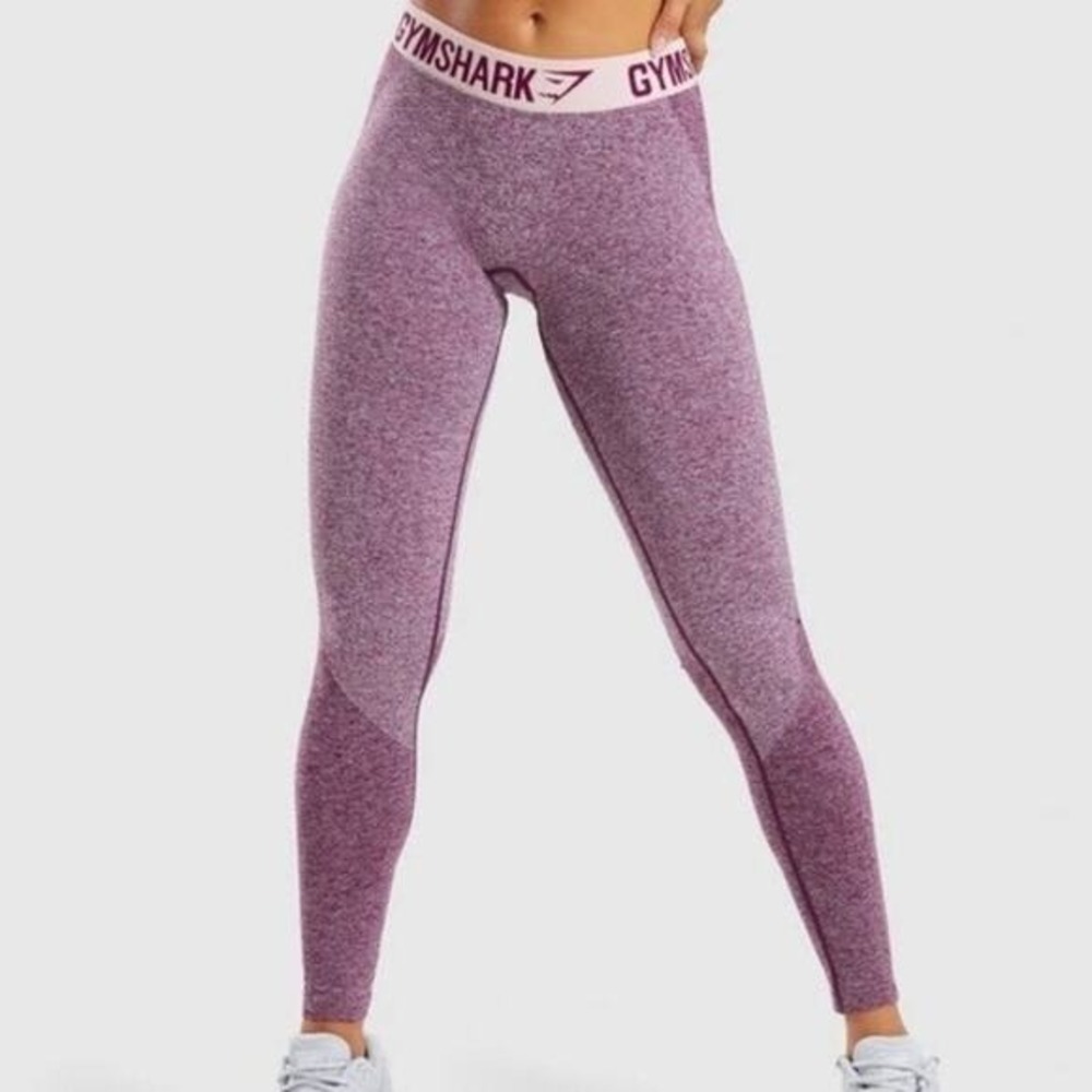 Gymshark Flex Low Rise Seamless Knit Leggings Purple Ruby Marl Jacquard Small